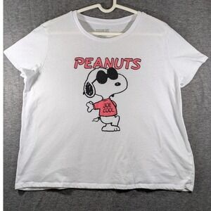 Peanuts‎ Snoopy Joe Cool White Graphic Women's T-Shirt Size 2XL